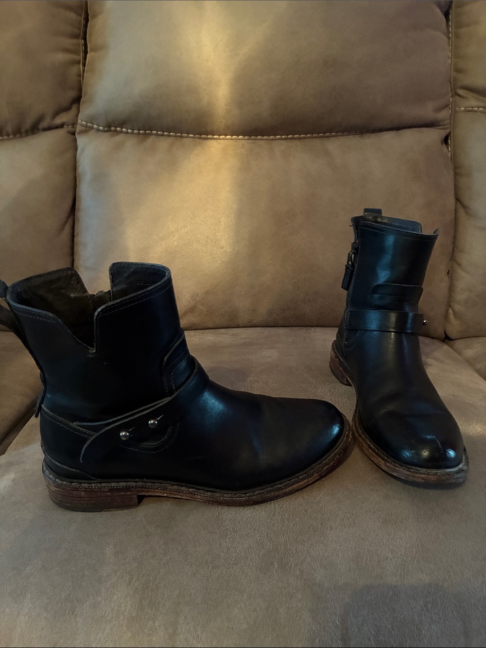 Rag & Bone Black Leather Ankle Boots - Classic Biker Style